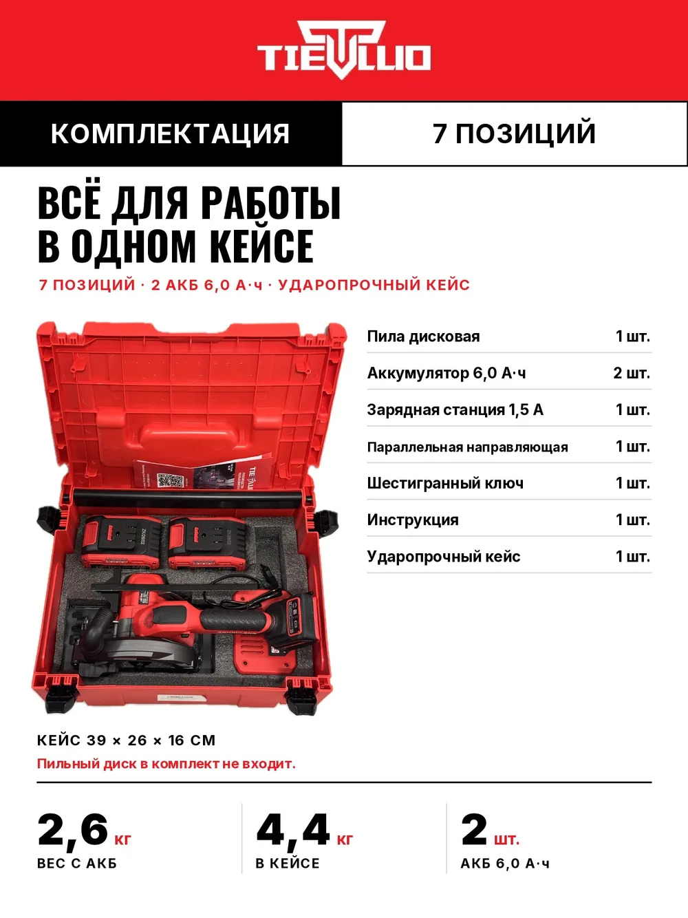 комплектация циркулярная пила tiellio 150D