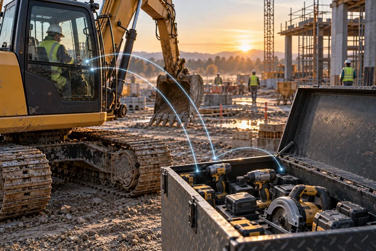 DeWalt подключила Tool Connect к сетям Trackunit, Geotab и BoxLock для поиска инструмента